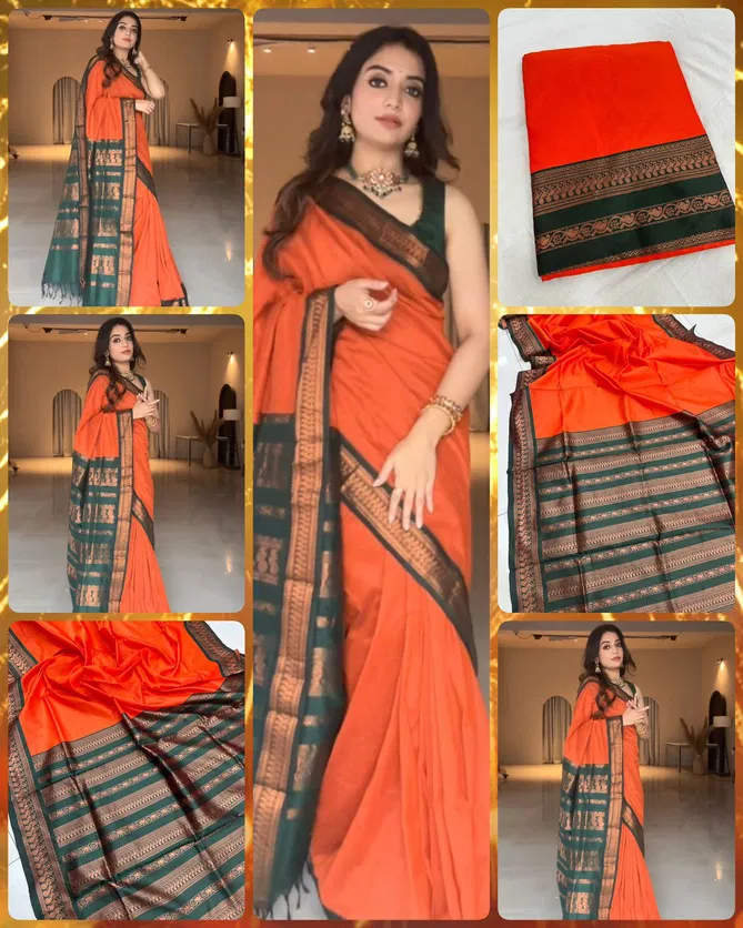 Orange Penther By Aab Art Silk Jacquard Border Saree Wholesale In India